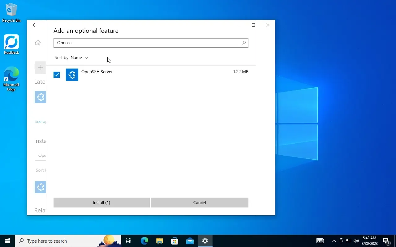 Add OpenSSH Server Feature to Windows